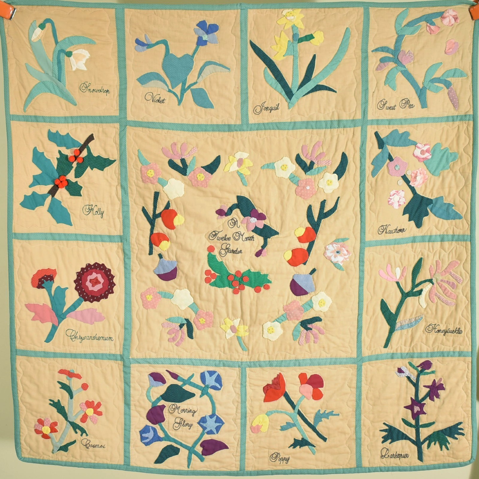 BEAUTIFUL Vintage Floral Applique Sampler Quilt \