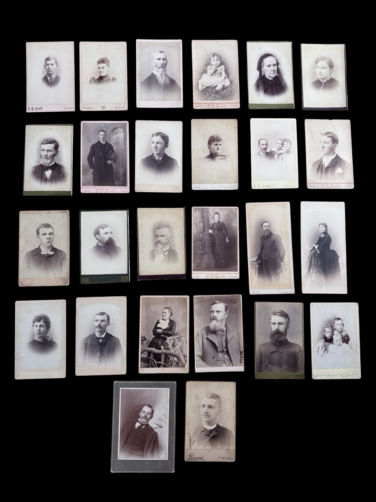 Cabinet Card Lot Same Album St. Louis Area Family ID\'d Men Woman Children Photos