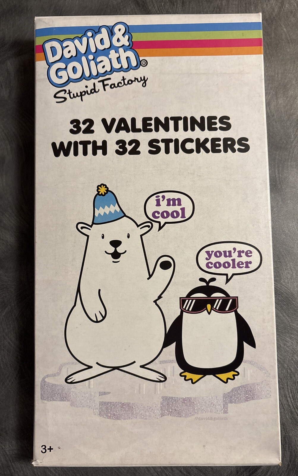 RARE - David & Goliath Stupid Factory Valentines Day Cards 32 + 32 Stickers. USA