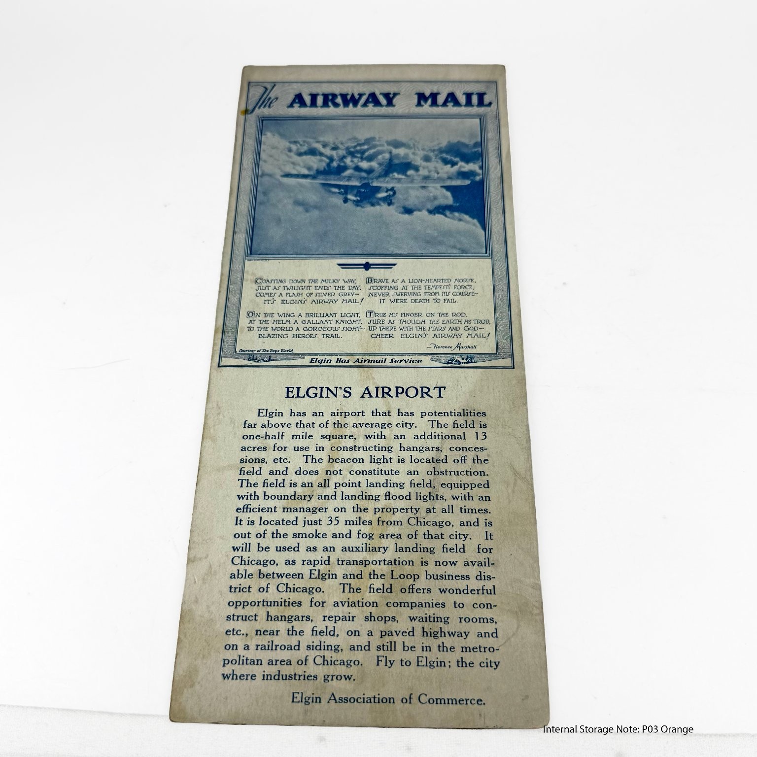Vintage Elgin IL Airport The AIRWAY MAIL Promotional Postcard 2c Air Mail Vintage Elgin IL Airport The AIRWAY MAIL Promotional Postcard 2c Air Mail
