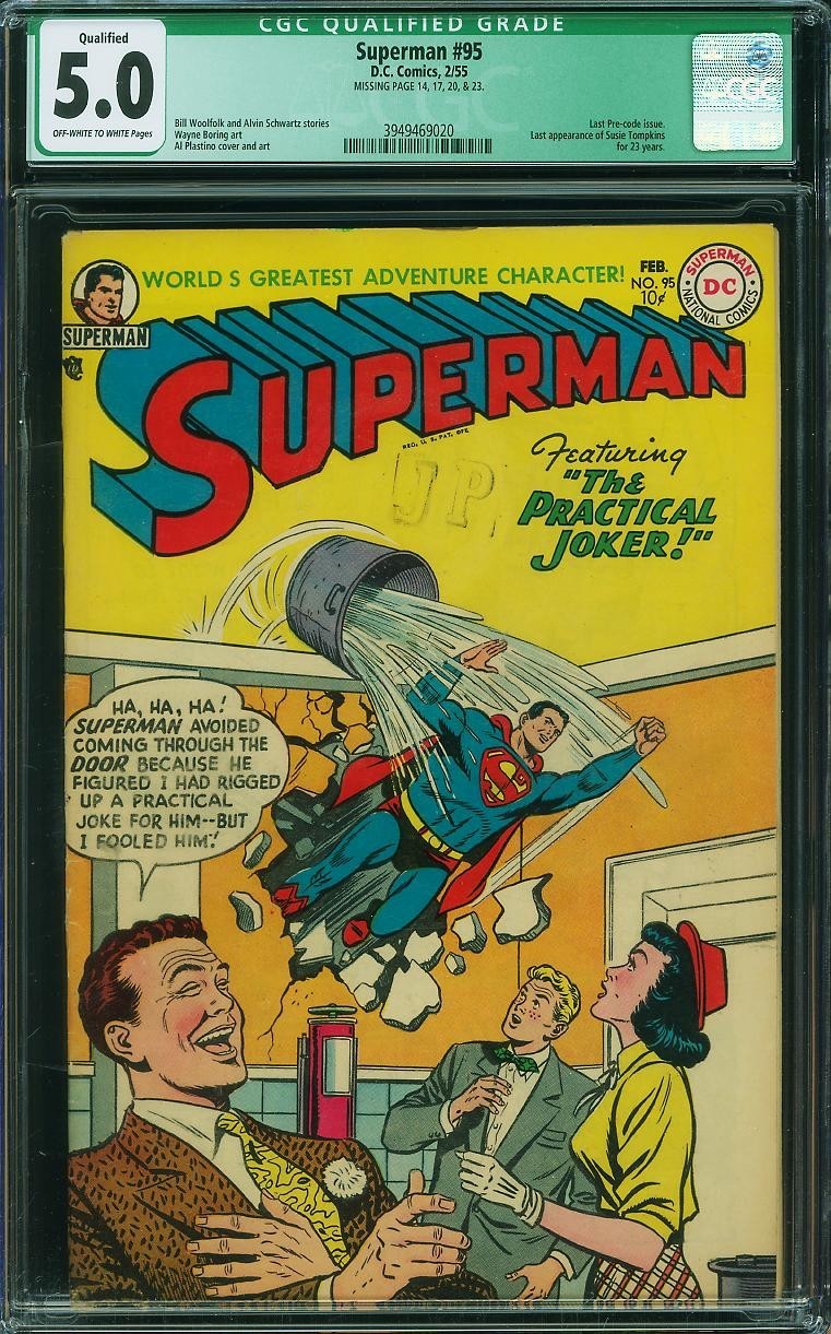 1955 D.C. Comics Superman 95 CGC 5.0. 