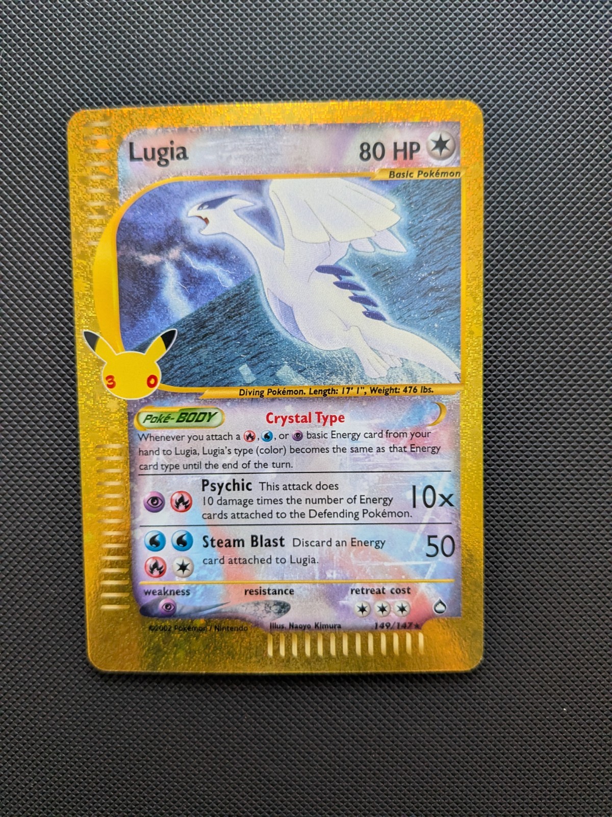 Pokémon TCG Lugia Crystal Holo 149/147 Holo Rare 2002 30th Anniversary Edition