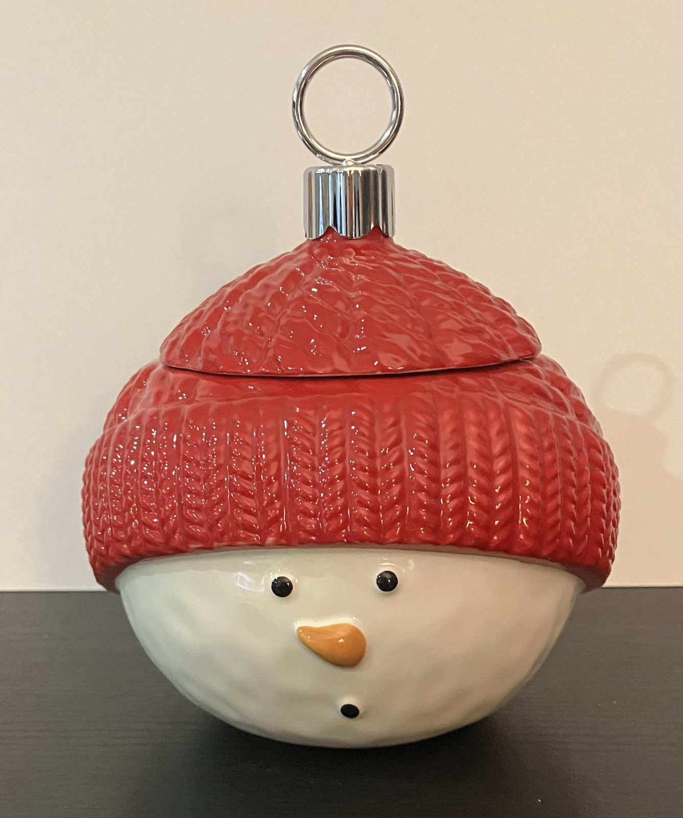 Telaflora Ceramic Snowman Candy Dish Cannister 6x6