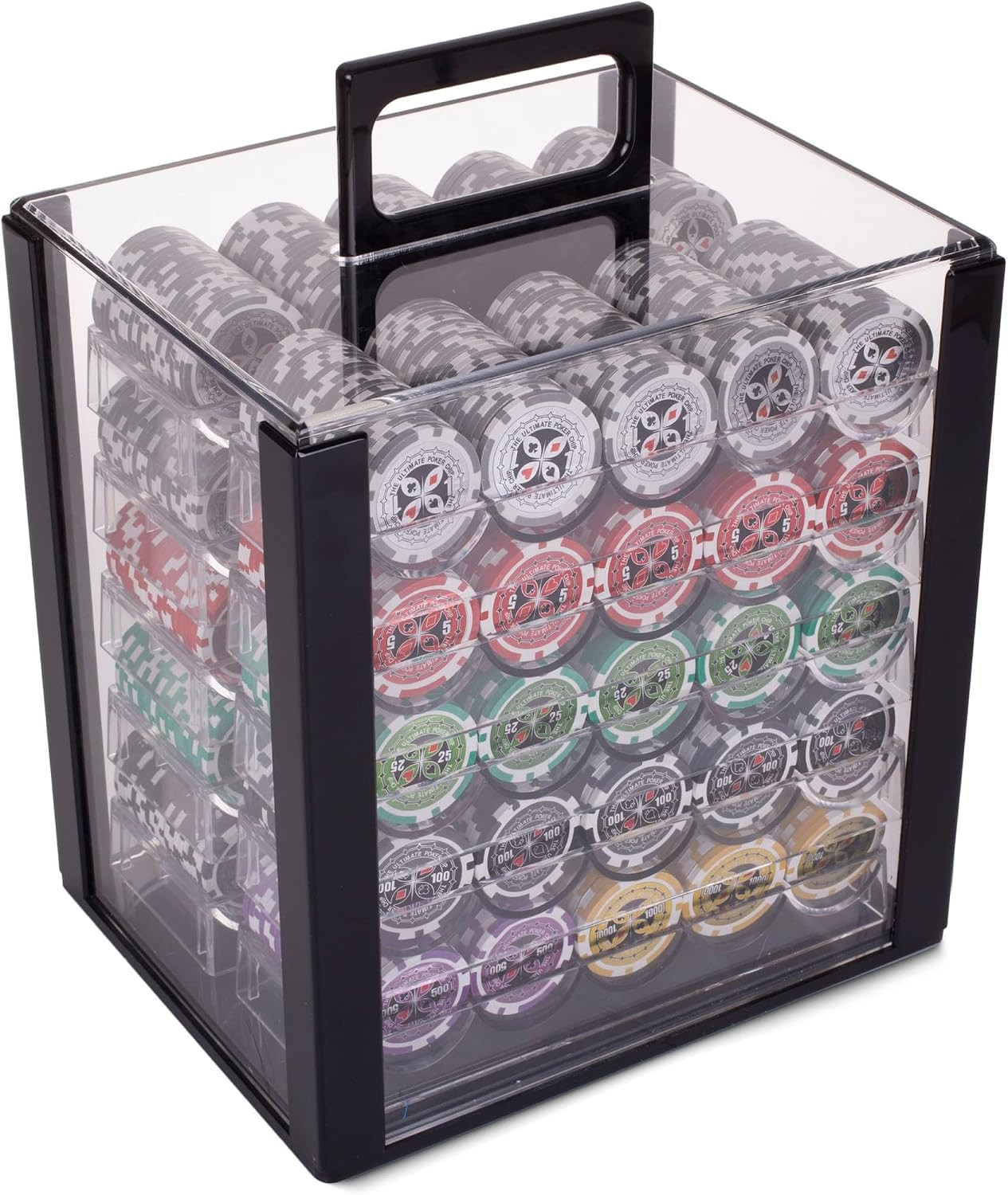 Ultimate 14-Gram Heavyweight Poker Chips - Set of 1000 in Acrylic Display Case