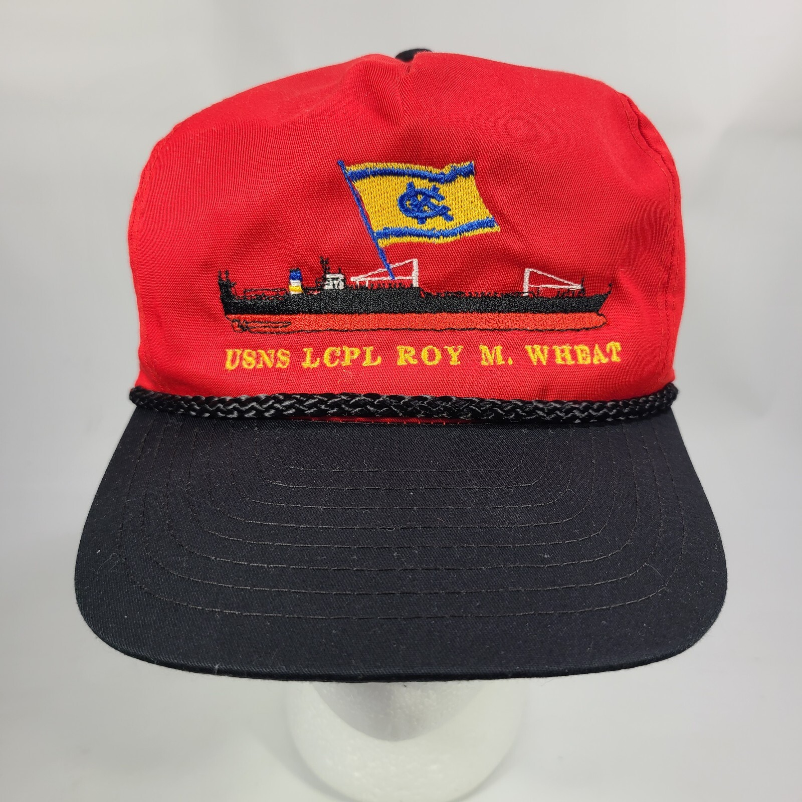 USNS LCPL Roy M Wheat Rope Hat Red Black Cap