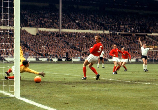 West Germany\'s Helmut Haller begins to celebrate as shot beats- 1966 Old Photo 1