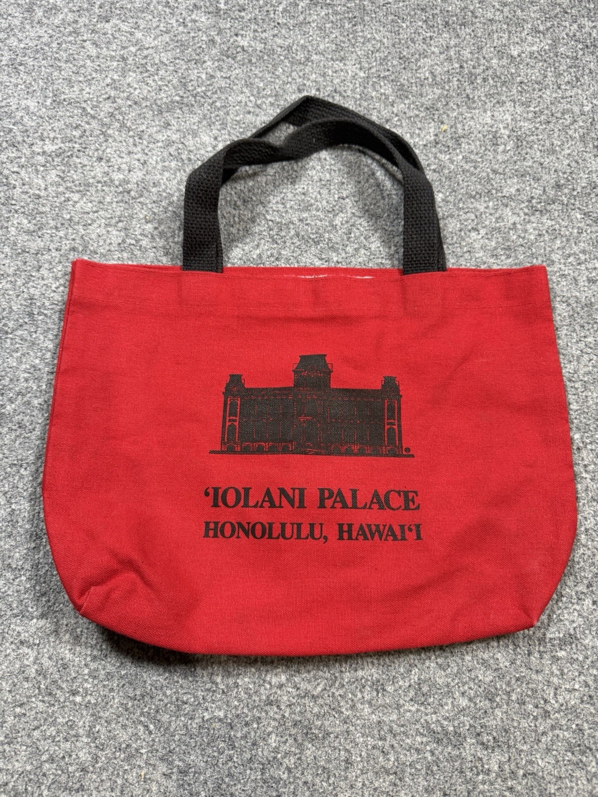 Vintage Hawai’i Iolani Palace Honolulu Red Tote Bag Hawaiian Travel Souvenir