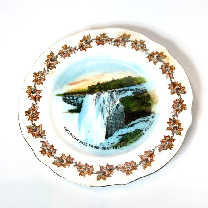 GOAT ISLAND Niagara Falls NY NEW YORK Souvenir China TRINKET DISH PLATE GOAT ISLAND Niagara Falls NY NEW YORK Souvenir China TRINKET DISH PLATE