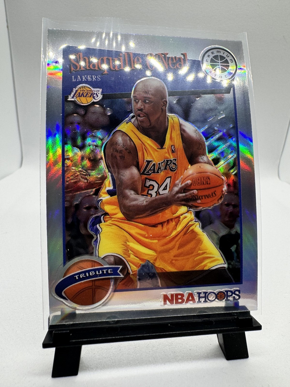 Shaquille O\'Neal 2019-20 NBA Hoops Premium Stock Tribute Prizm #283 Lakers