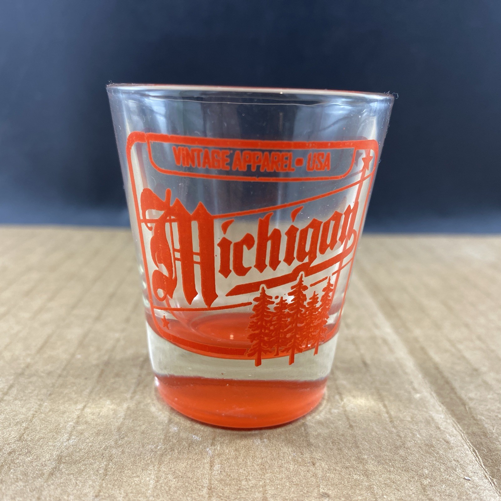Michigan Vintage Apparel shot glass, COMB SHIP $1