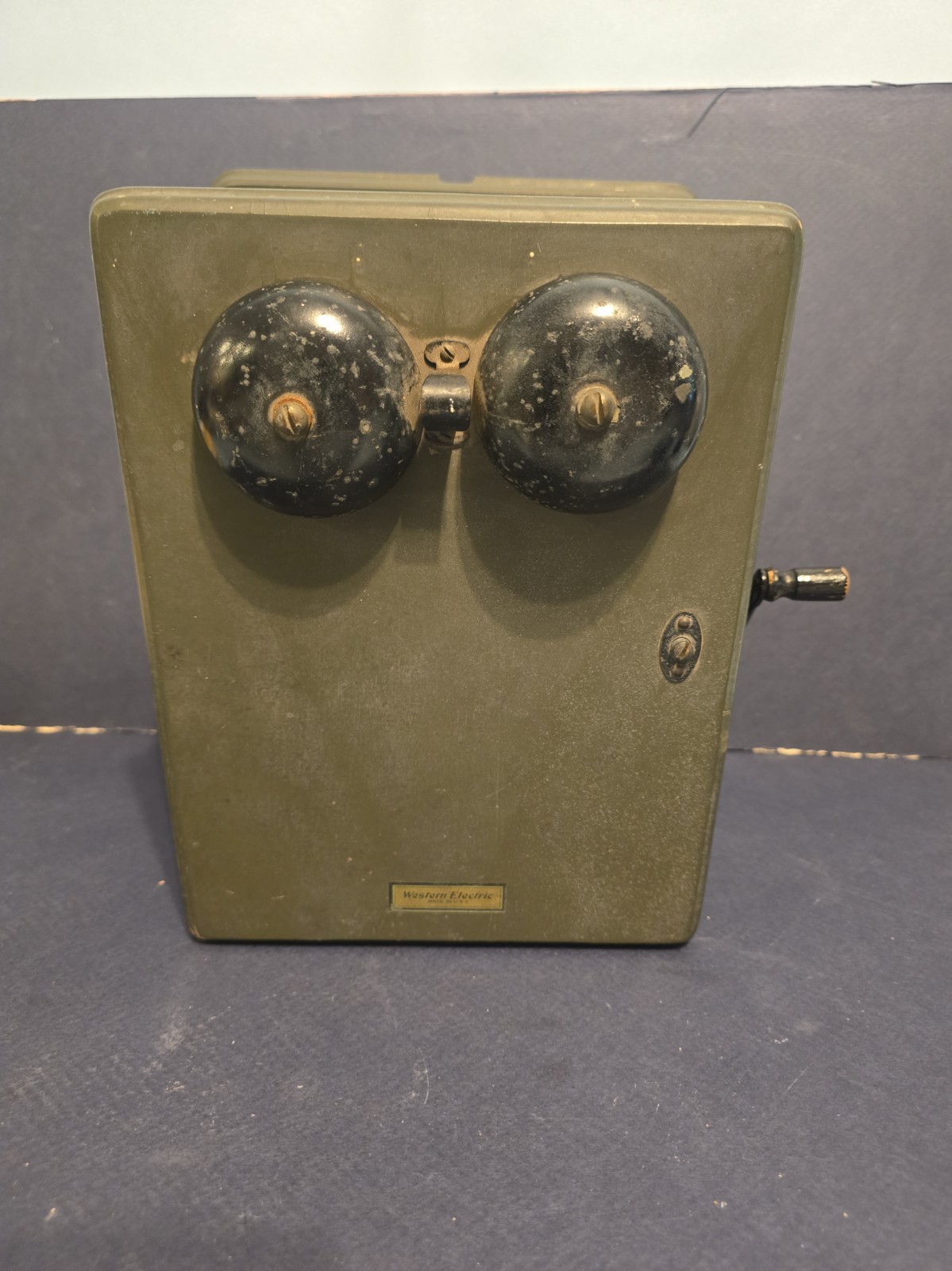 Vtg Western Electric Wood Hand Crank Military Army phone WWI WWII Telephone Box Vtg Western Electric Wood Hand Crank Military Army phone WWI WWII Telephone Box