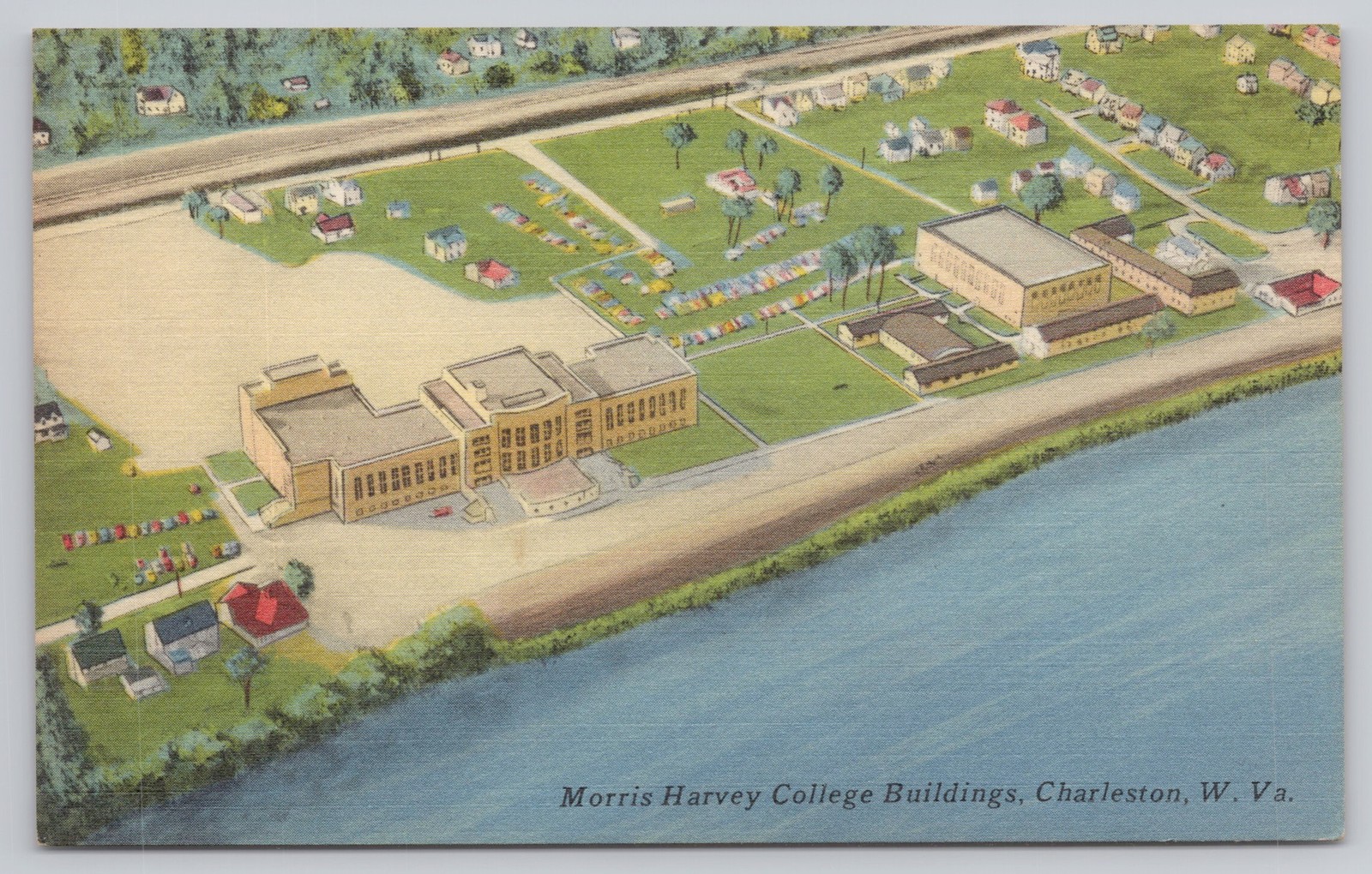 Vintage Morris Harvey College Buildings Charleston WV Linen Postcard