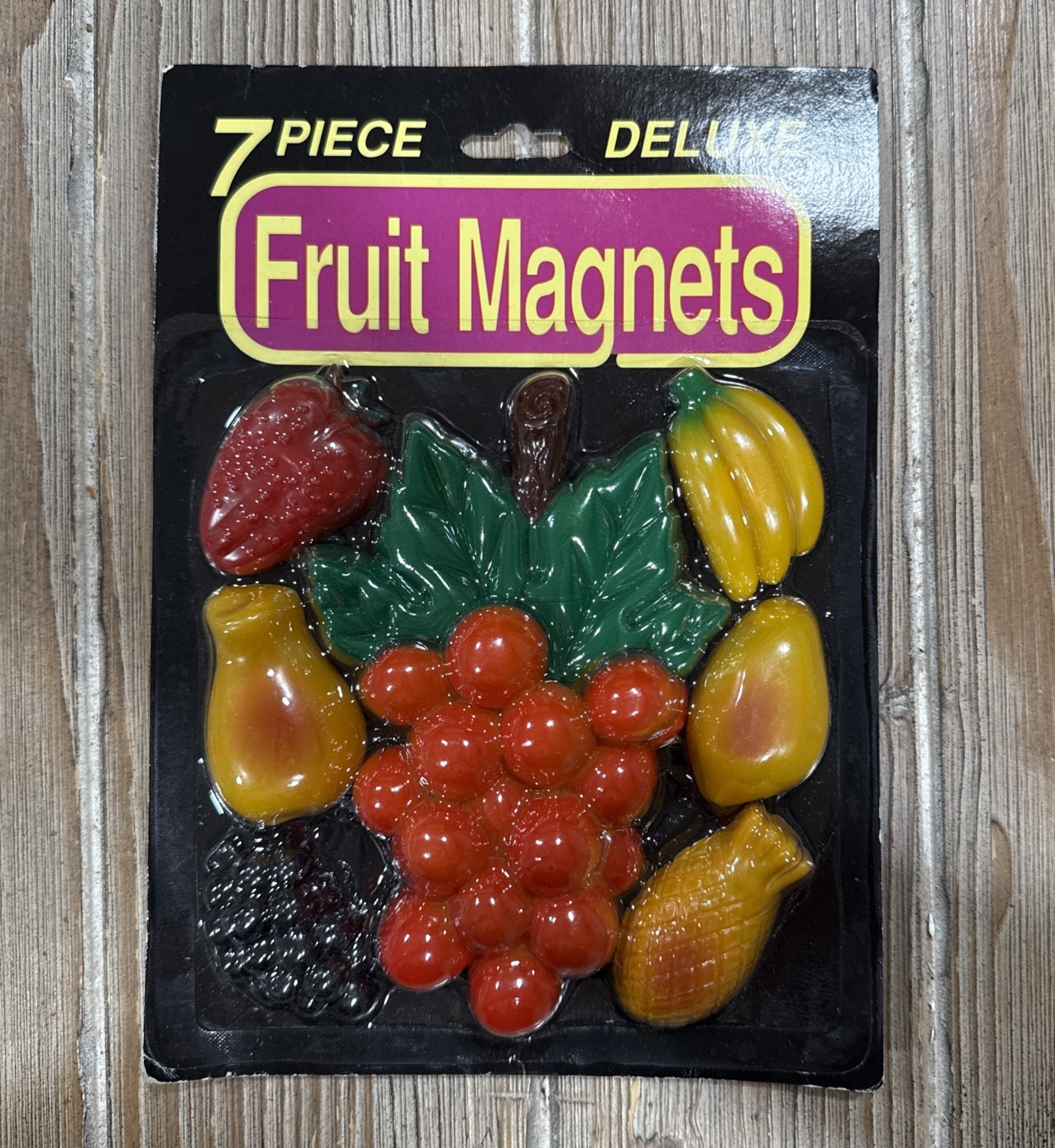 VTG 7 Piece Deluxe Plastic Fruit Refrigerator Magnets Set New Sealed MCM VTG 7 Piece Deluxe Plastic Fruit Refrigerator Magnets Set New Sealed MCM