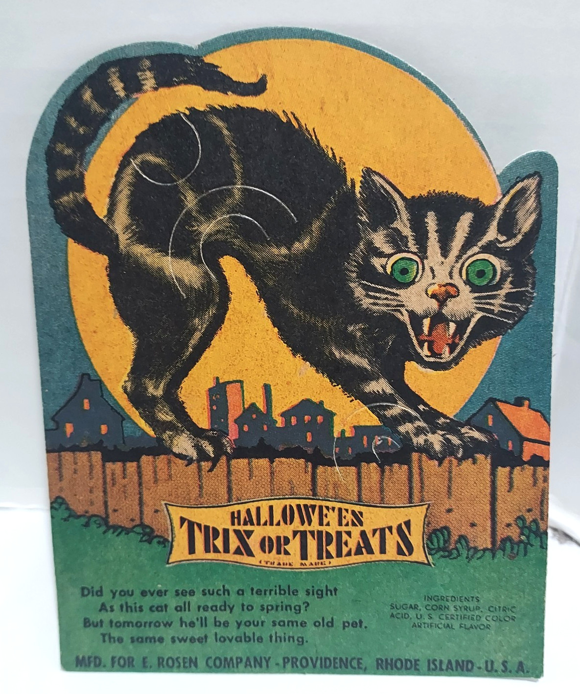 Vtg Halloween Trix or Treats Sucker Candy Card E Rosen 1930's NOS Unused Display