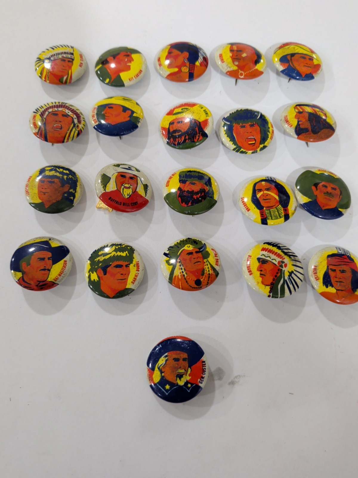 Vtg Frontier Days Indian Chiefs Heroes Pinback Buttons Lot 21 Custer Geronimo