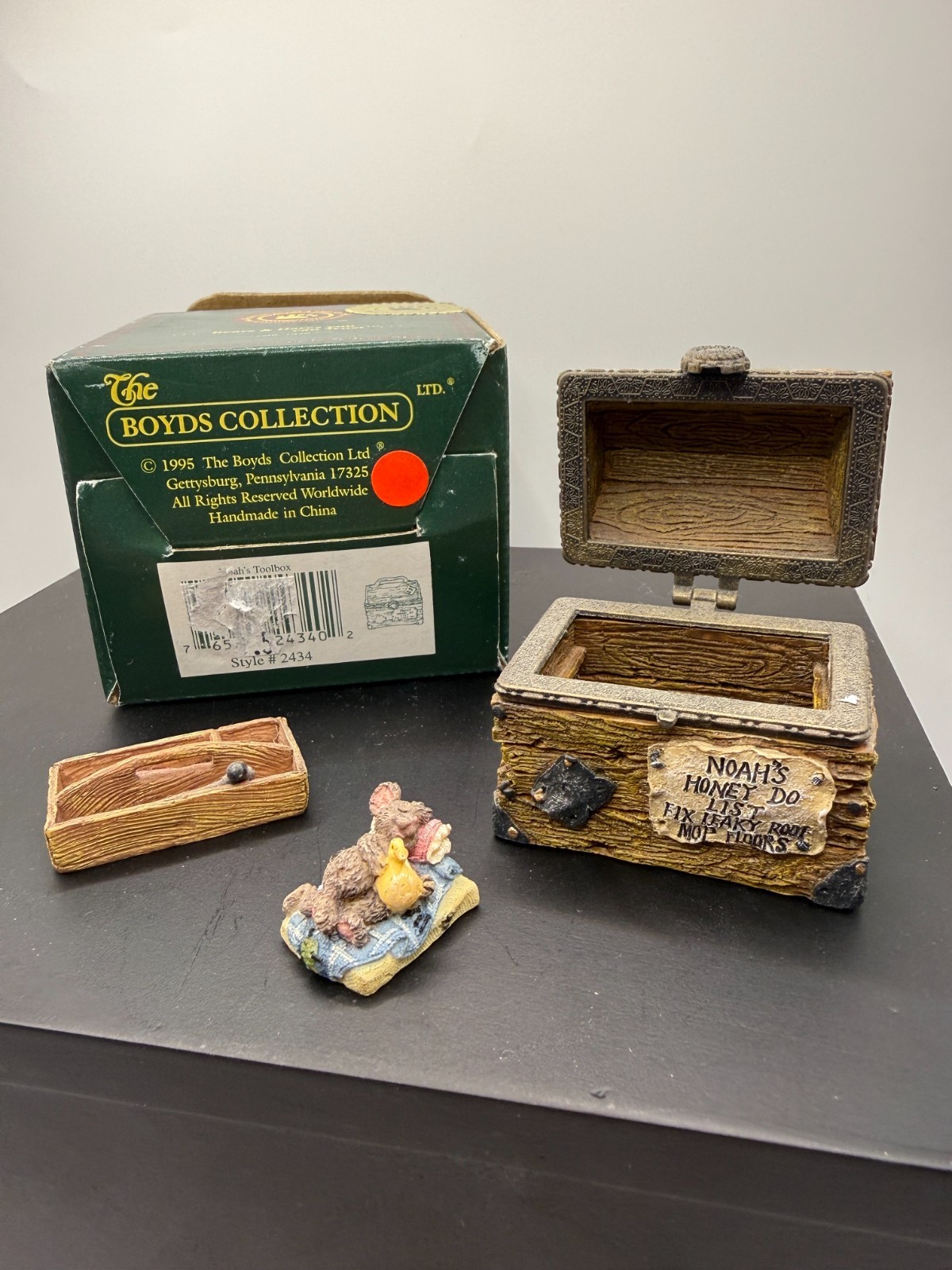 Boyds Bears Noah\'s Toolbox 1995 Bearstone Collection 1E/2431 Trinket Box #2434
