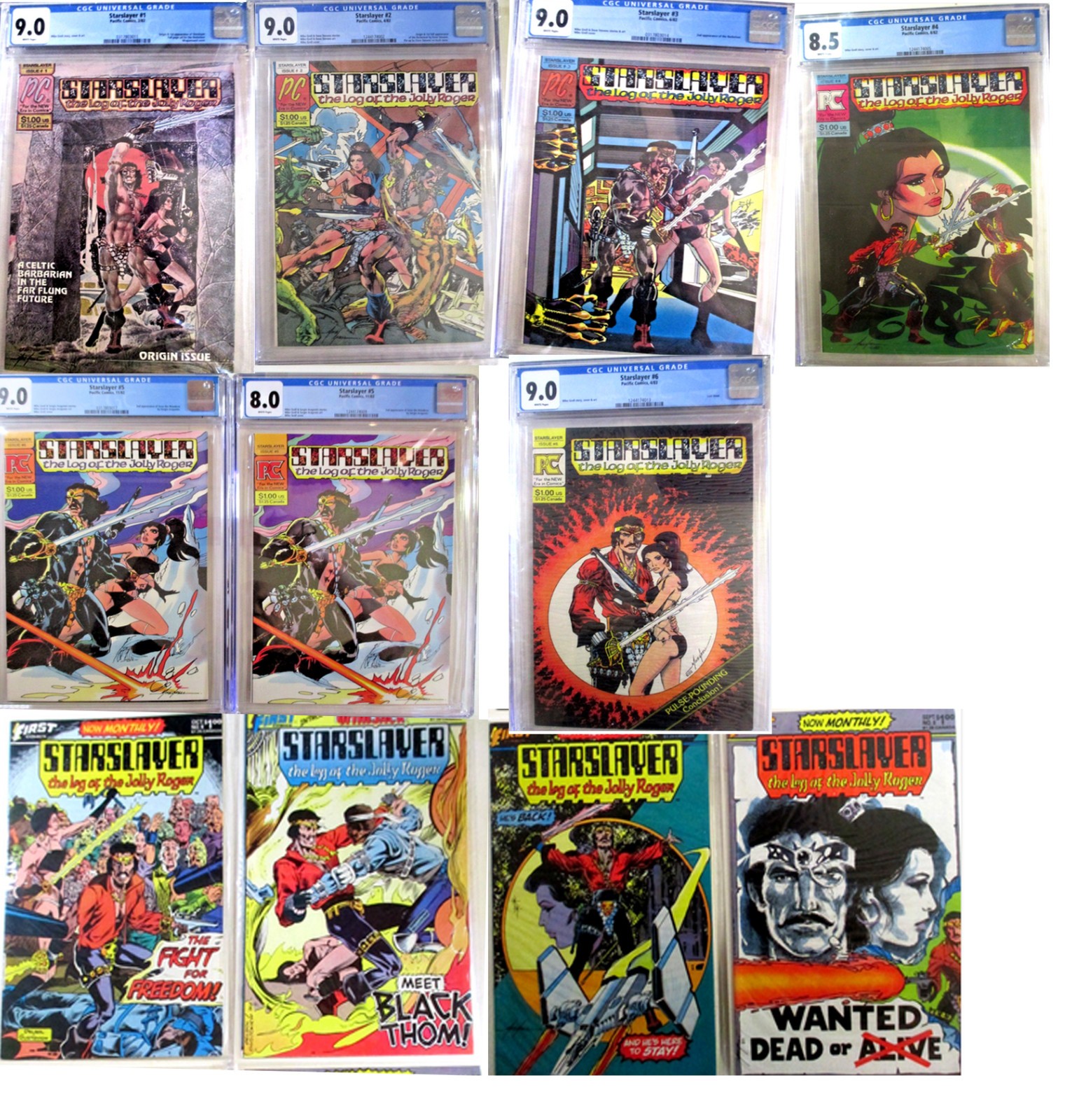 LOT Starslayer 1-6 CGC 7-10 plus the RARE Blue Sky Error Grell Pacific