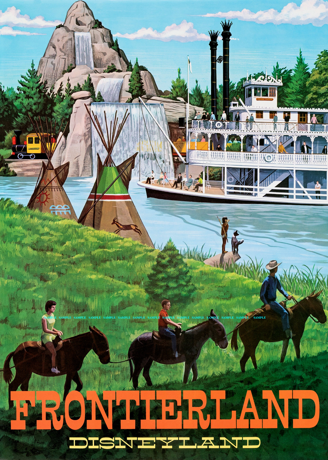 1966 Disneyland Mark Twain Riverboat 11 x 15 Frontierland Poster