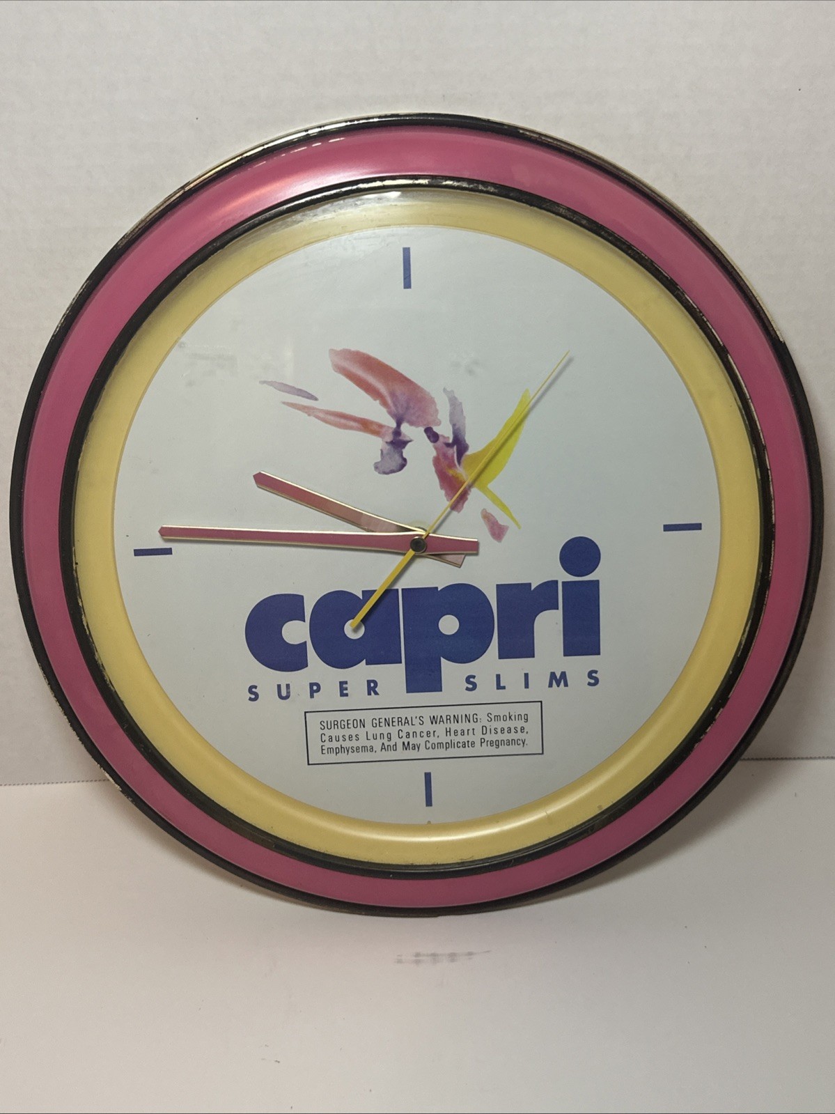 VTG Capri Super Slims Cigarettes Pink White Tobacco Quartz Battery Wall Clock