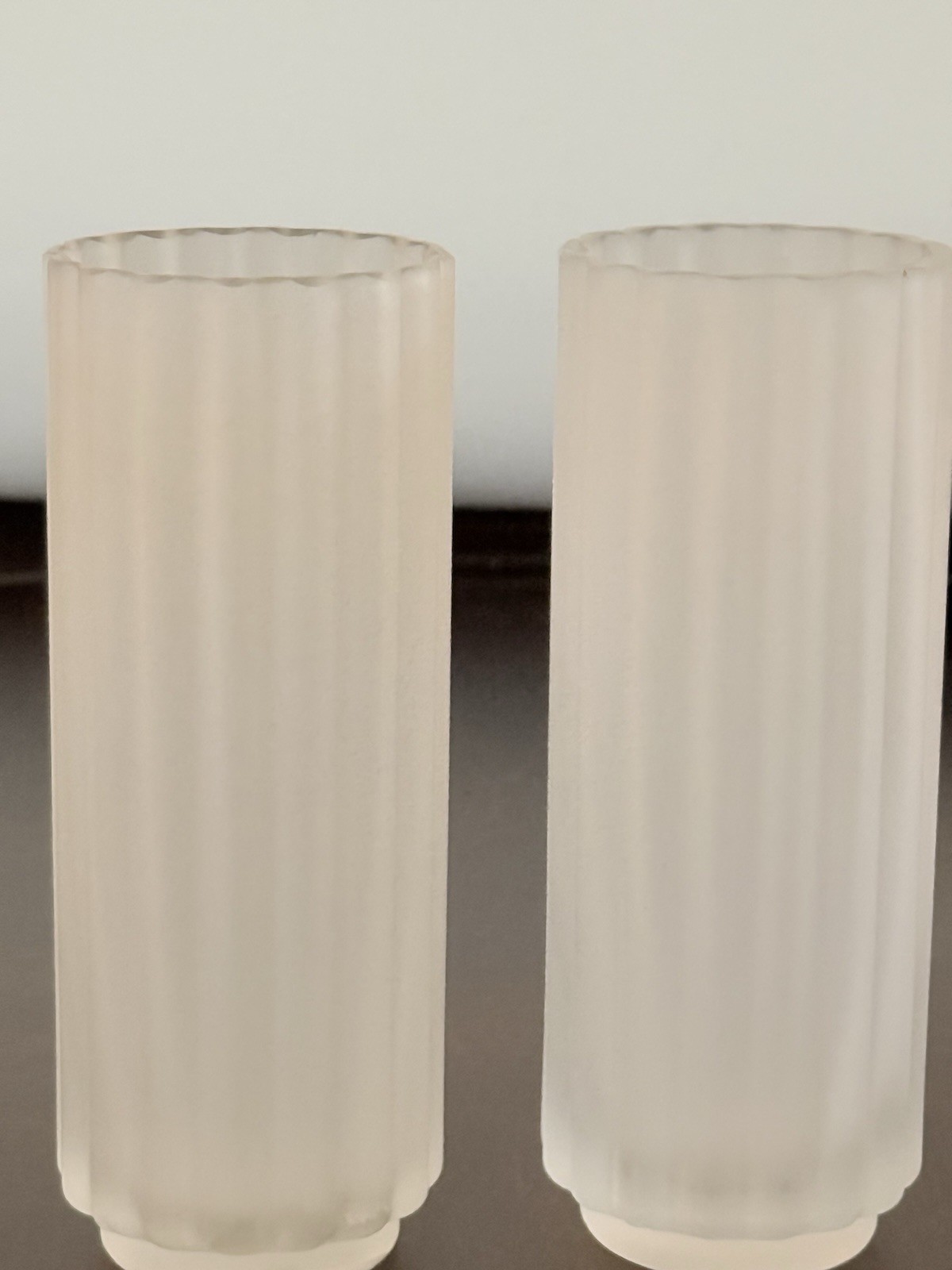 Vintage MMA George Sakier Satin Glass Lotus Vases Art Deco 7” Tall Signed (2)