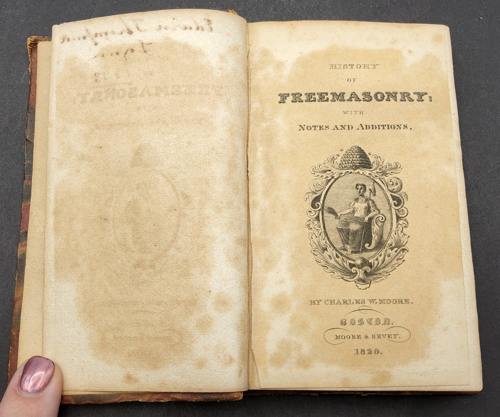 1829 Lawrie’s History of Freemasonry Charles W Moore Antique Masonic Book