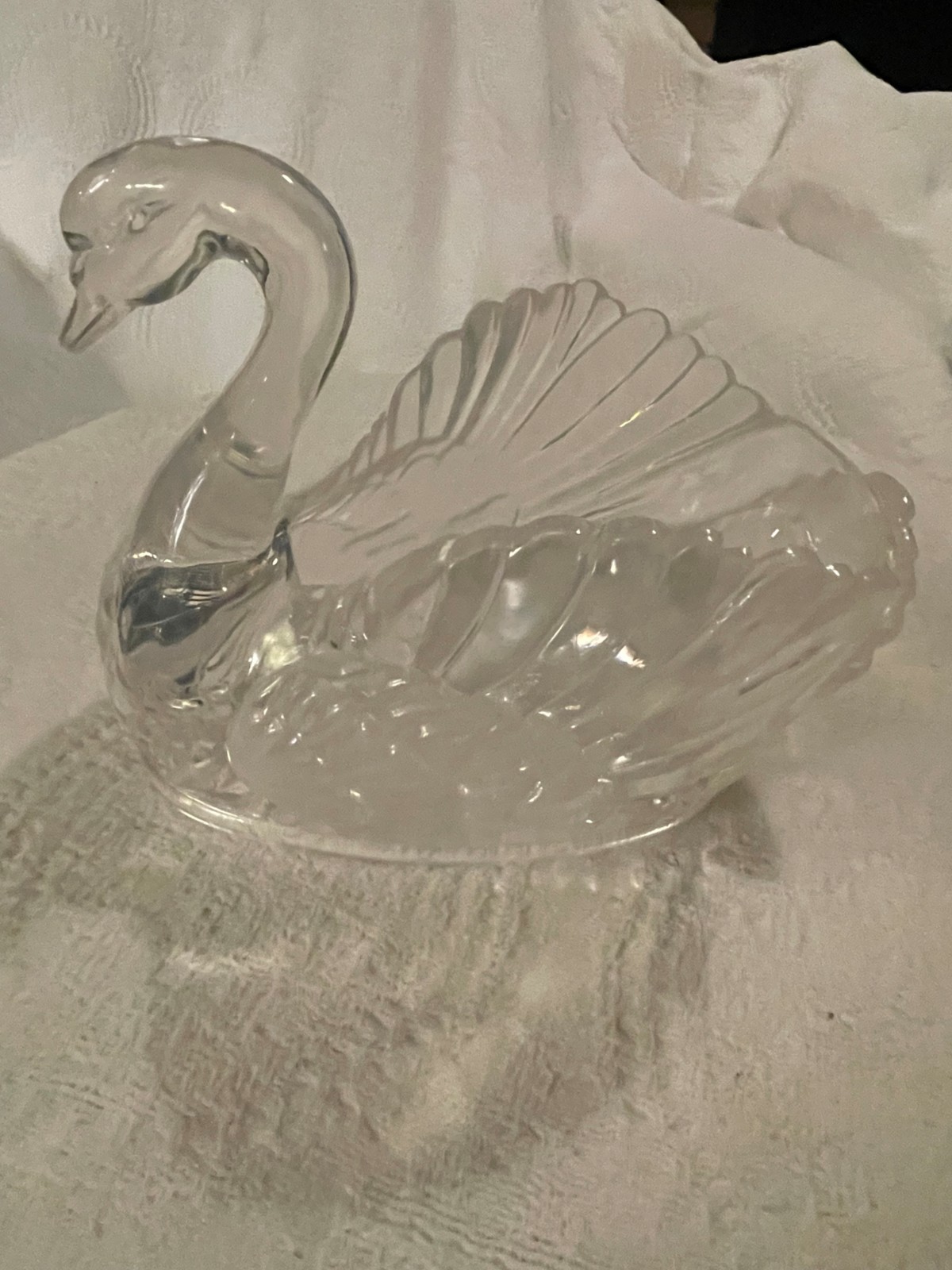 Vintage Regaline Clear Swan Dish Bowl Planter Hard Plastic Lucite #432 USA