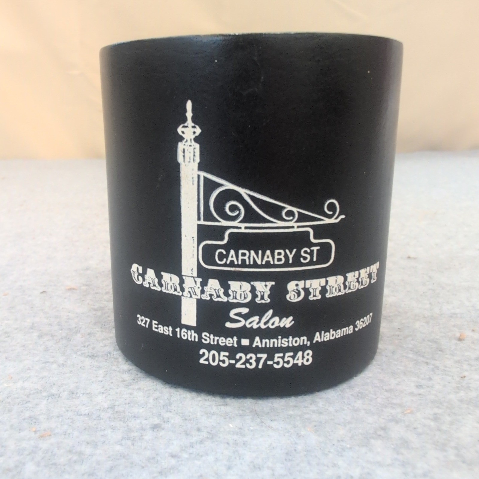Vintage Carnaby Street Salon Anniston Alabama Foam Can Cooler Sleeve Black