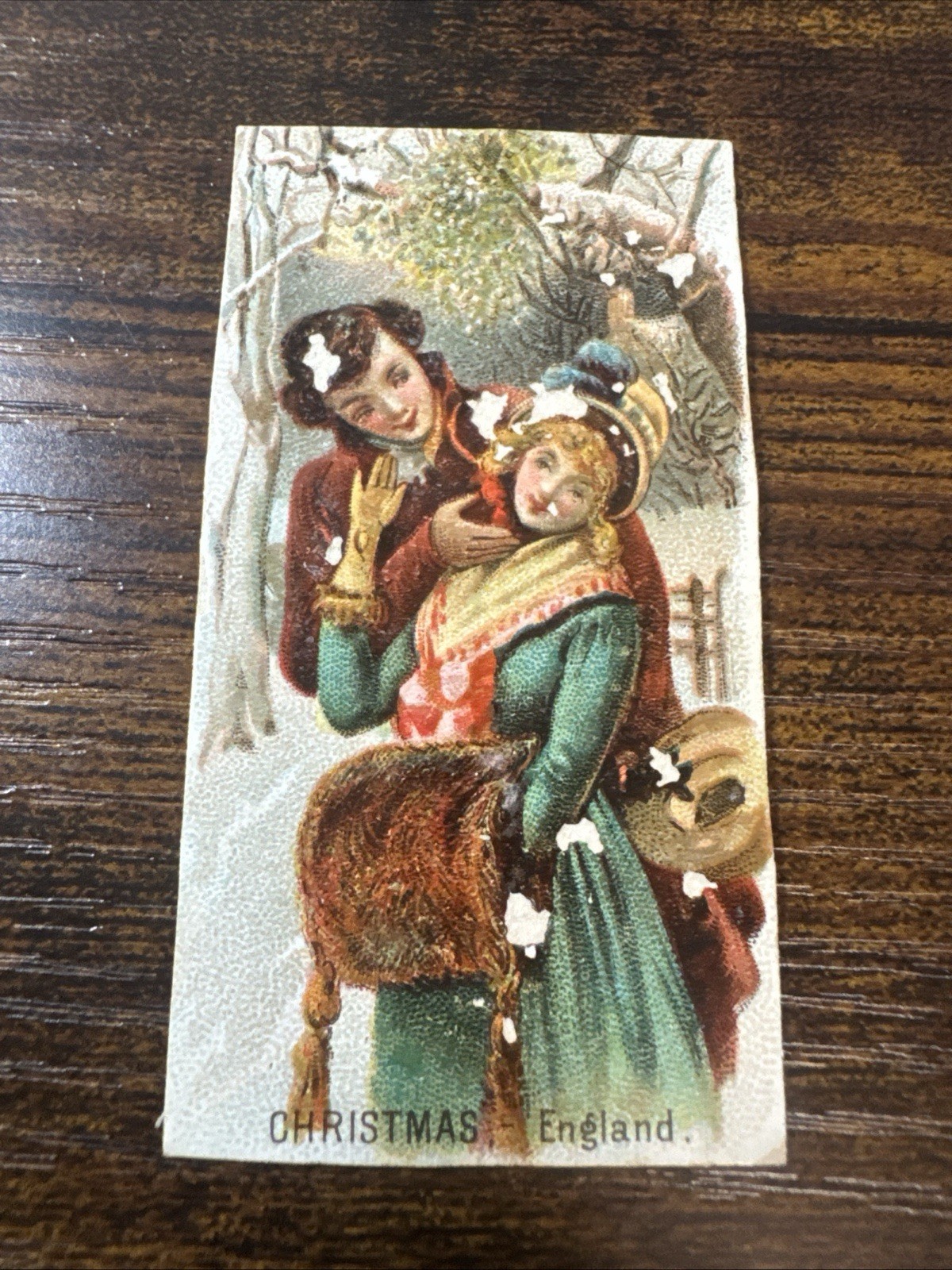 1880s N80 Duke Card - Holidays Series Christmas England Trimmed Paper Loss