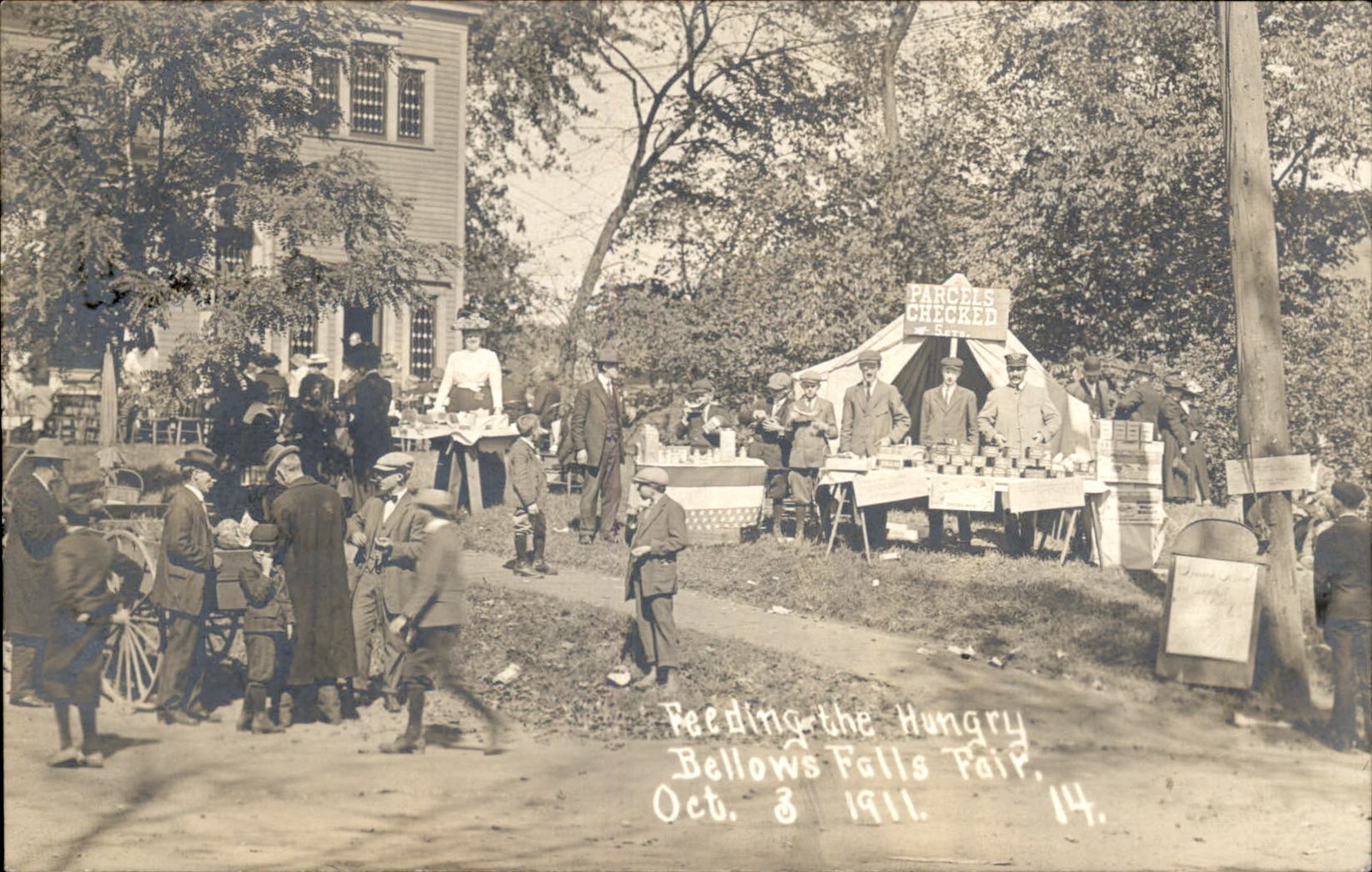 Bellows Falls VT Food Stand FEEDING THE HUNGRY Social History c1910 RPPC bhn