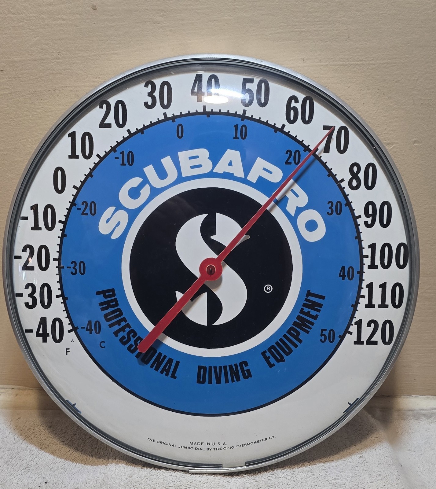 SCUBAPRO Professional Diving Equipment Vintage Advertising Thermometer shop sign