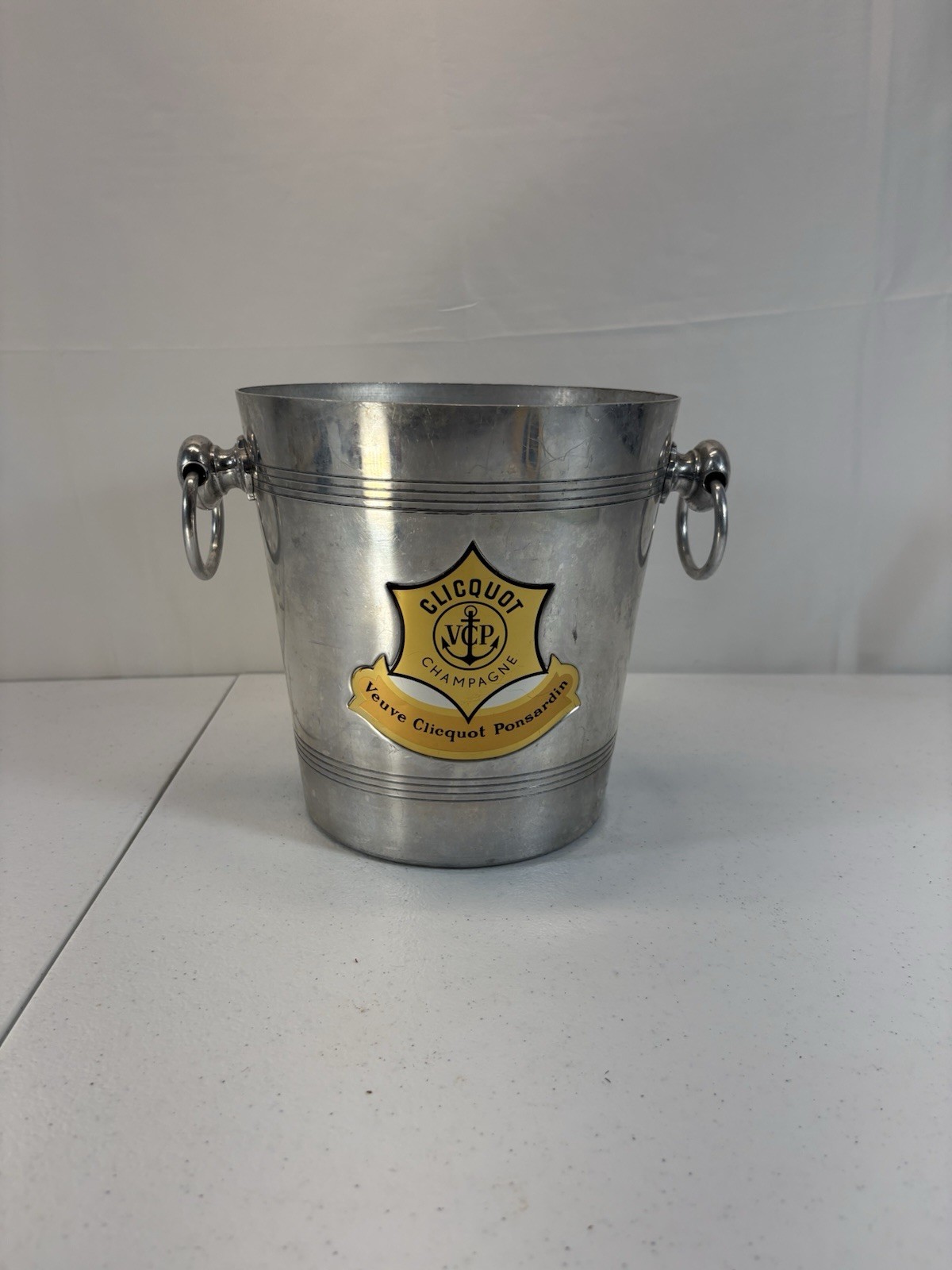 Vintage Veuve Clicquot Champagne Ice Bucket Aluminum Wine Cooler Made France MCM