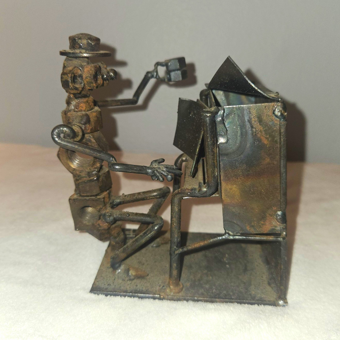 Vintage 1970 John Duffy Signed “TM DF 70” Scrap Metal Sculpture