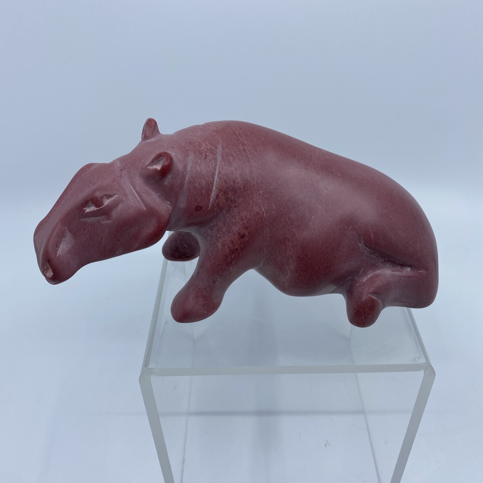 Carved Soapstone Hippo Gemstone Art Figurine Paperweight Knickknack Collectible
