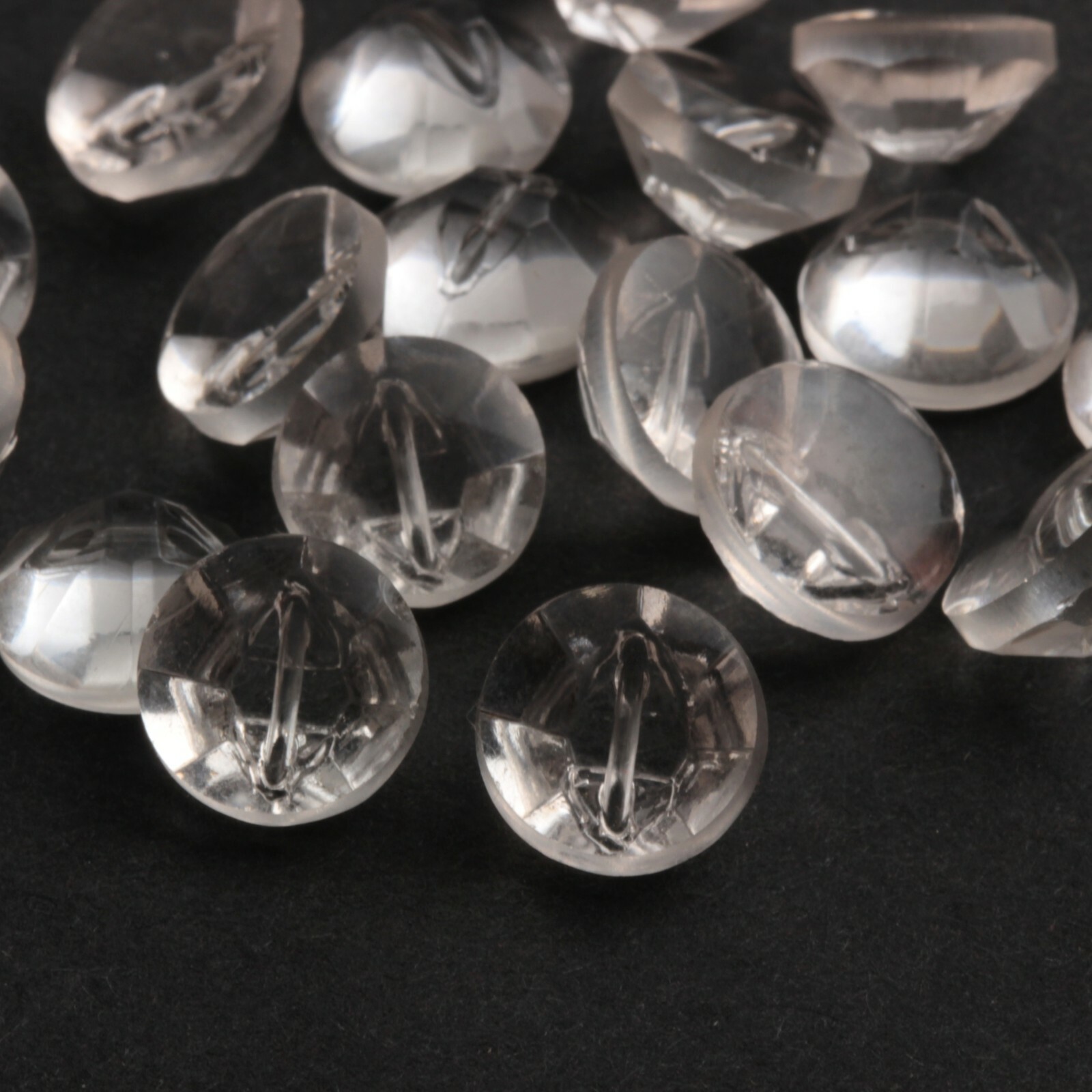 Lot (18) Czech Vintage reverse faceted crystal clear dimi glass buttons 12mm 