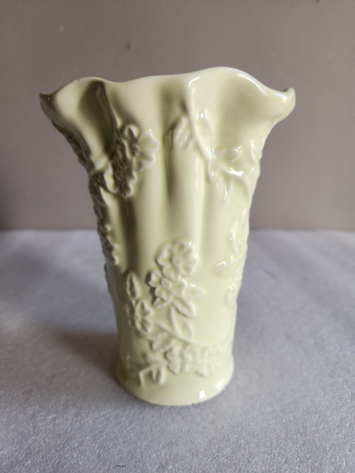 Fluted Ceramic Flower Vase with Textured Floral Pattern by FTD • 5¾\