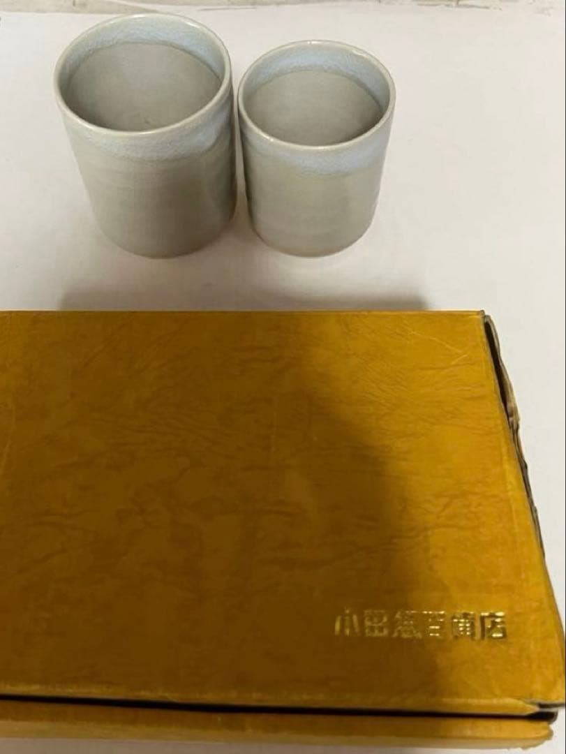 Yunomi Oda Pottery Gray Teacup Pair Set Cup Chinese Used