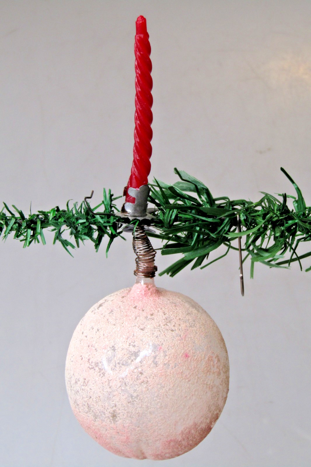 VTG Antique Glass APPLE Clip On Candle Holder Large Christmas Ornament Germany