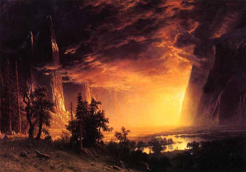 Oil painting albert bierstadt landscape Sunset in the Yosemite Valley canvas 36\