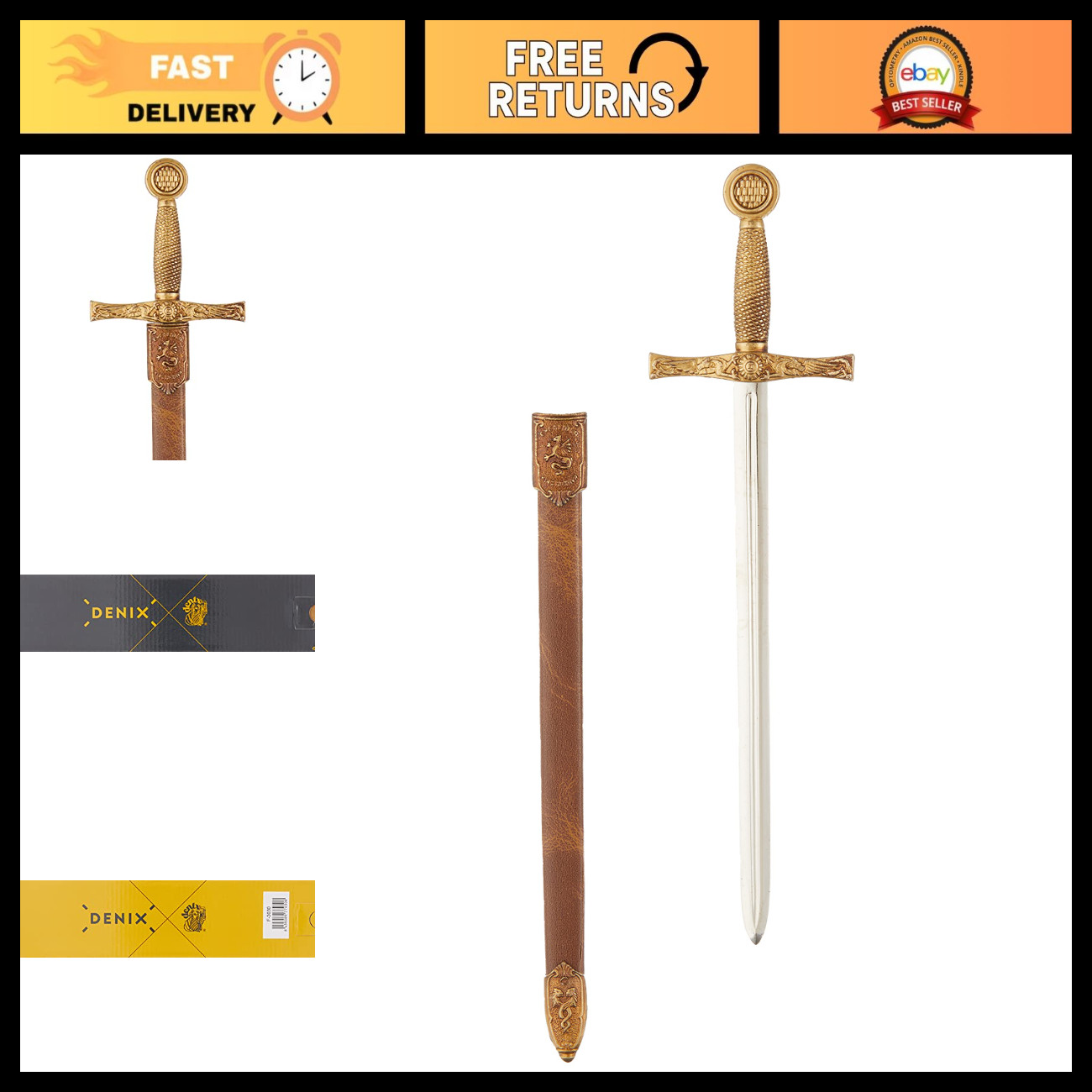 Denix Excalibur Letter Opener with Sheath