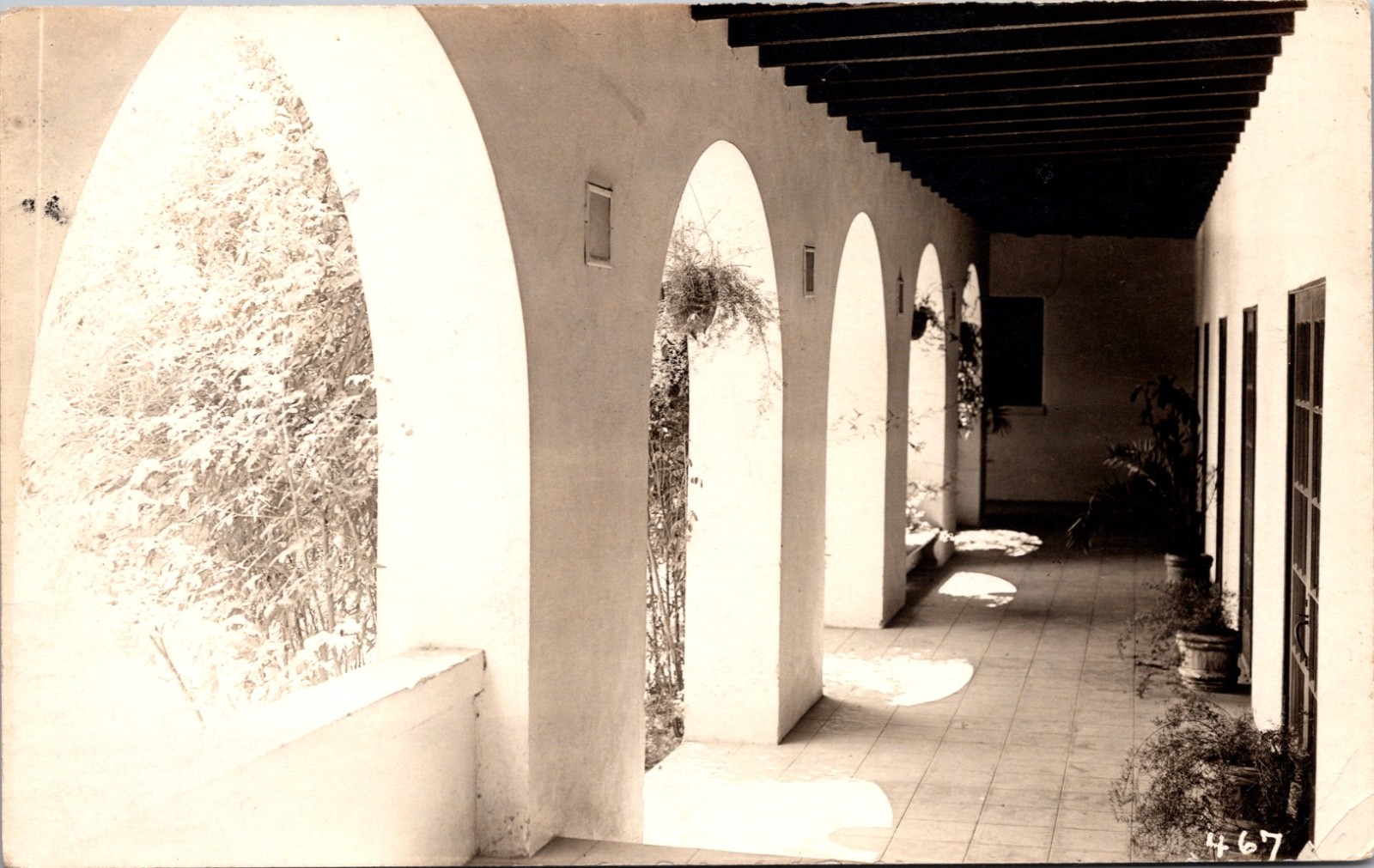 Claremont California Arched Arcade Mission Style Architecture Postcard 1923