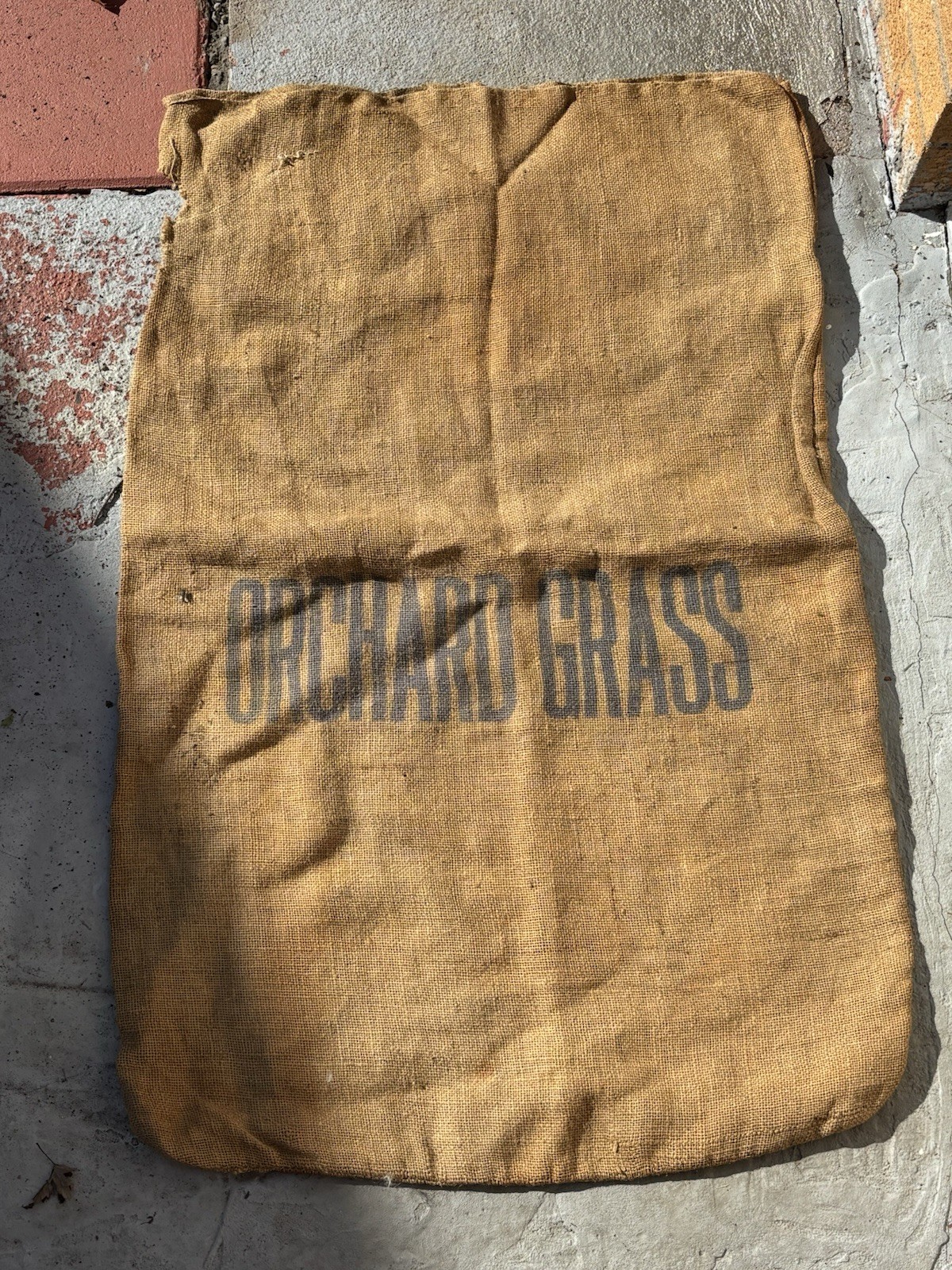 Vintage Orchard Grass Burlap Sack