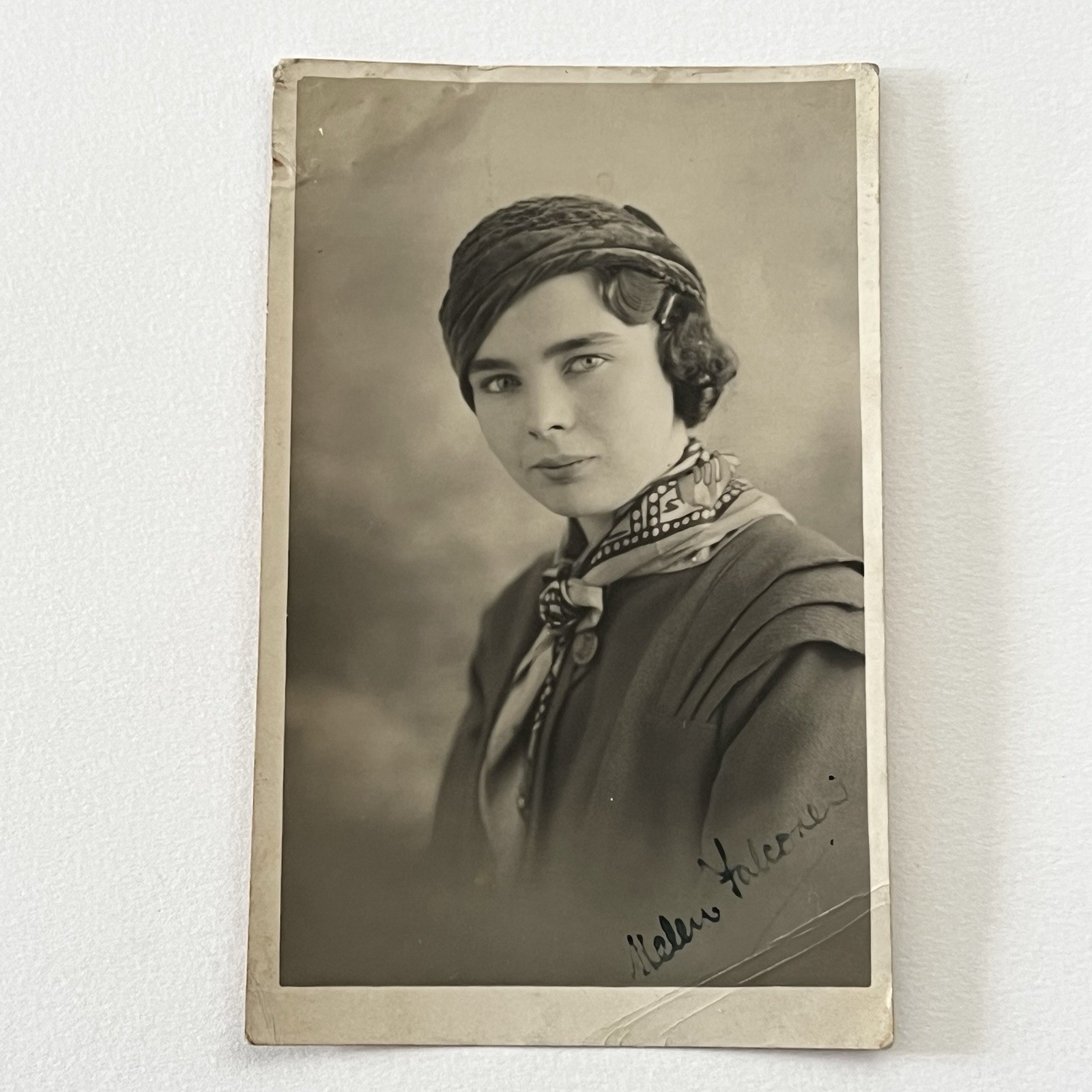 Vintage RPPC Real Photograph Postcard Beautiful Young Woman ID Helen Falcone