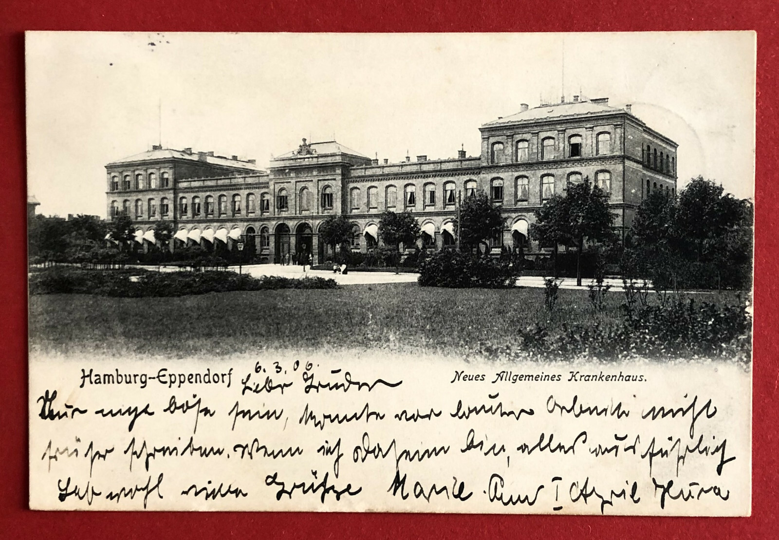Postcard Hamburg Eppendorf 1906 new general hospital (71659 Postcard Hamburg Eppendorf 1906 new general hospital (71659