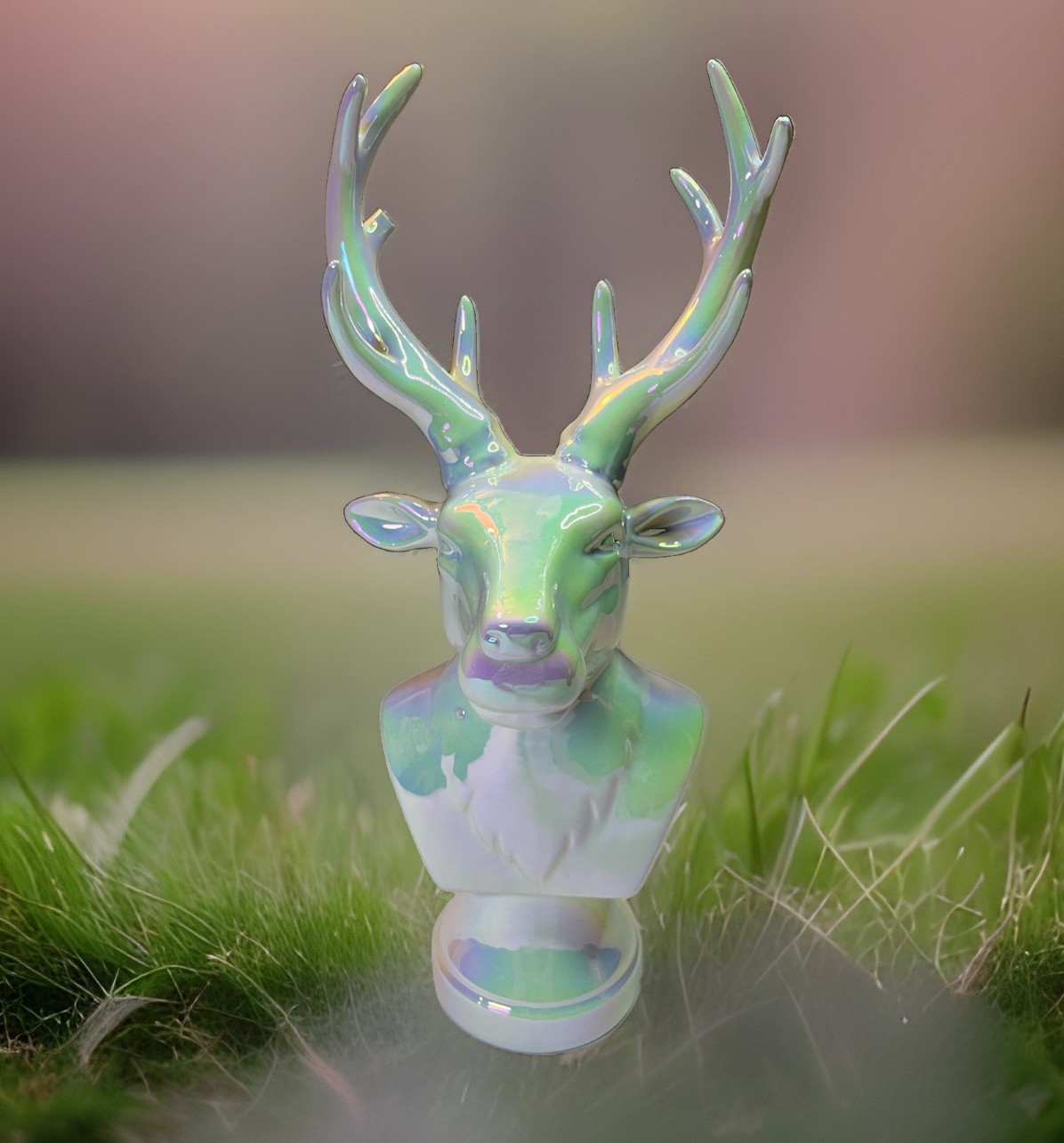 Ashland Frosted Fairytale Iridescent Stag Deer Bust Tabletop Decor Figurine New