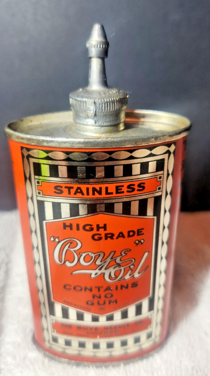 Boye Oil Can Lead Top Needle Co High Grade Stainless Lubricating 3 oz. Metal