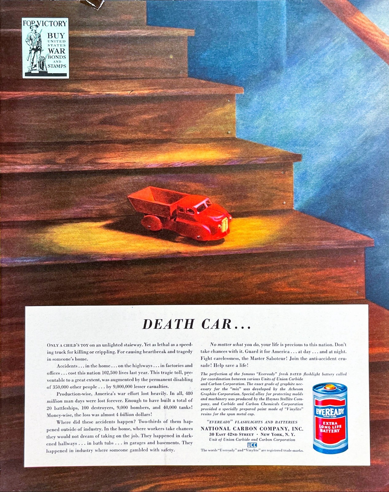Eveready Batteries National Carbon Co Inc WWII 1942 Vintage Fortune Mag Print Ad