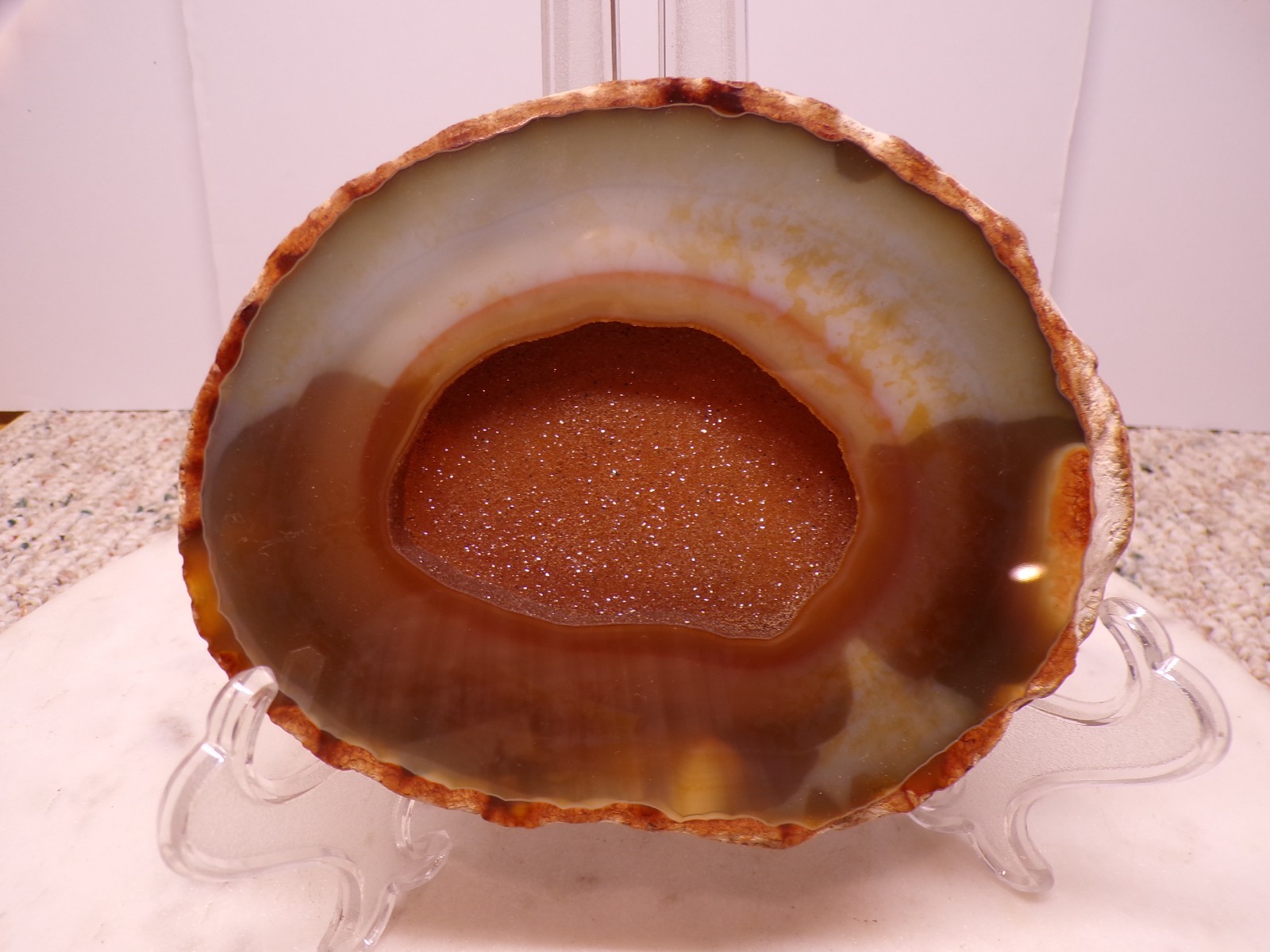 Brazilian Polished Agate Quartz Crystal Center Rock