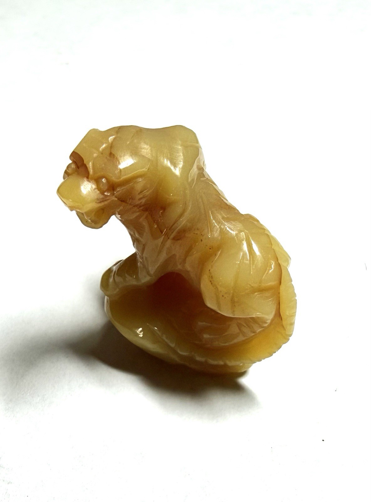 Tiger Carving In Mexican Yellow Fire Opal 81.9 Cts