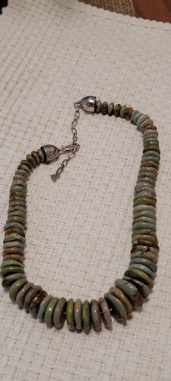 Chunky Green turquoise disc choker style beaded necklace