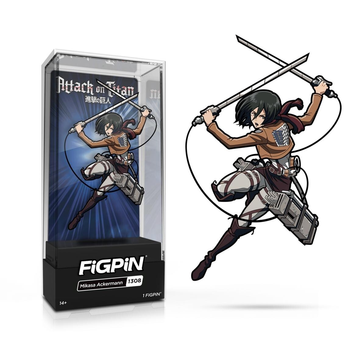 NEW FiGPiN Attack on Titan Mikasa Ackermann (1308) 3-in Enamel Pin